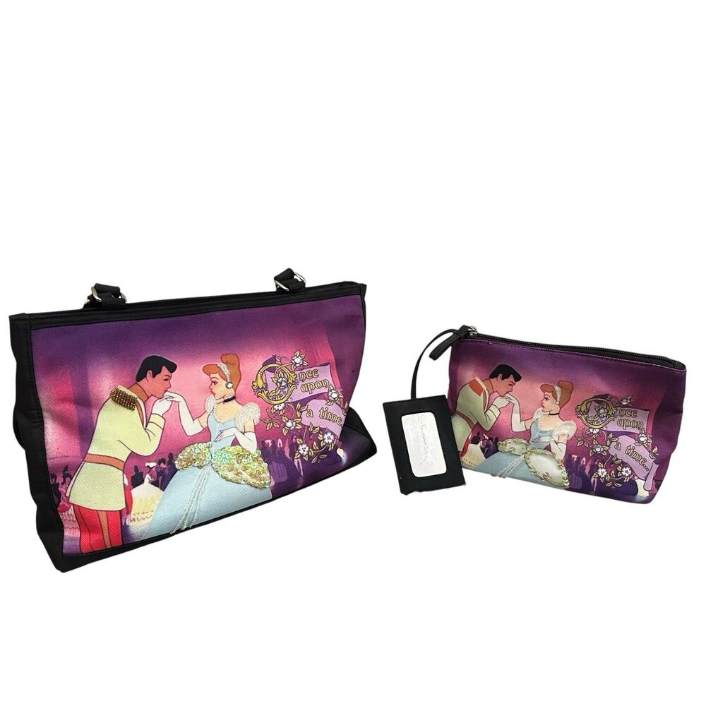 Vintage Disney Princess Cinderella Tote Bag with Matching Makeup Pouch Wristlet
